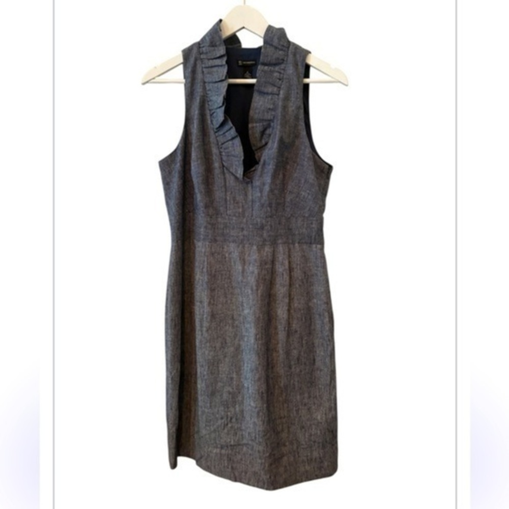 New Directions Chambray Linen  Knee Length Sleeveless Sheath Dress Women Size 8